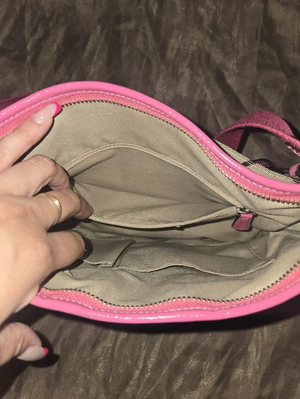 Coach Pink Trim Signature Crossbody Bag
